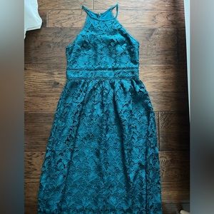 TEAL Embroidered/Lace LOFT midi dress
